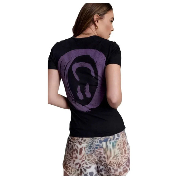 One Teaspoon Washed Black Smiley Logo Fitted Tee Shirt Size XL US 10 - Picture 5 of 9